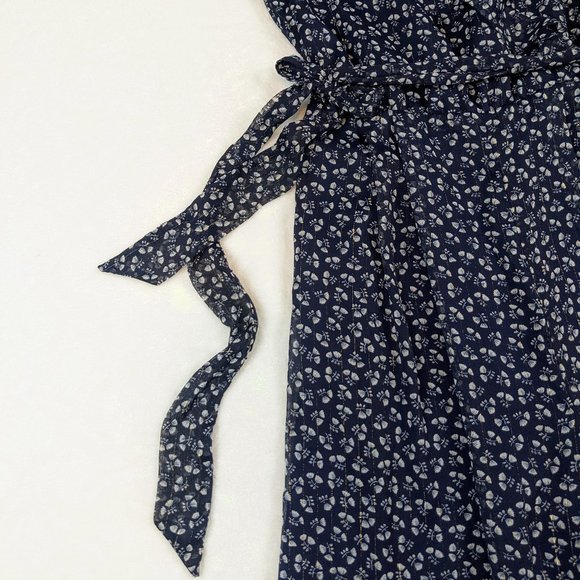 J.Crew Blue Point Sur Sparkle Indigo Floral Wide Leg Ruffle Romper/Jumpsuit - Picture 8 of 16